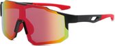 Sport Zonnebril - Fietsbril - Sportbril - Zwart Rood - Rood Spiegel - Gepolariseerd
