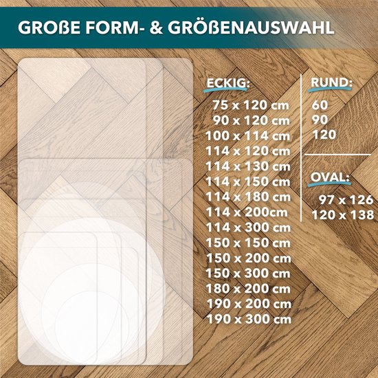 Karat homeliving Bureaustoelmat - Voor harde vloeren - Polycarbonaat - Transparant - Rechthoekig - 114 x 120 cm