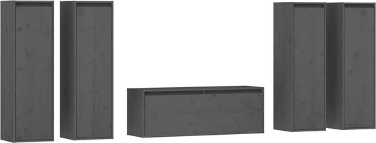 vidaXL - Tv-meubelen - 5 - st - massief - grenenhout - grijs