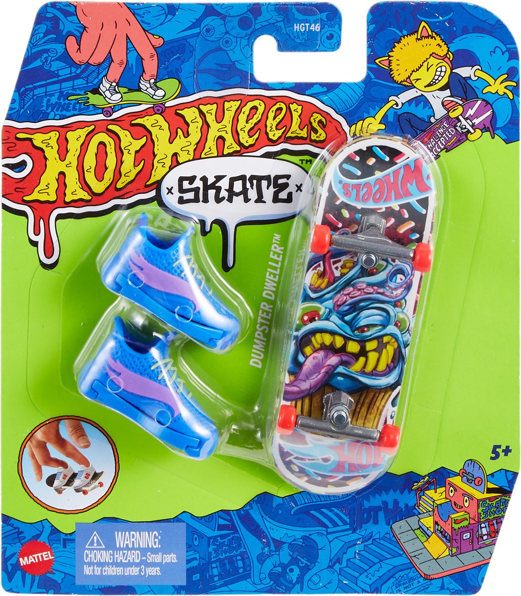 Hot Wheels Skate - Vingerskateboard - Blauw - Dumpster Dweller
