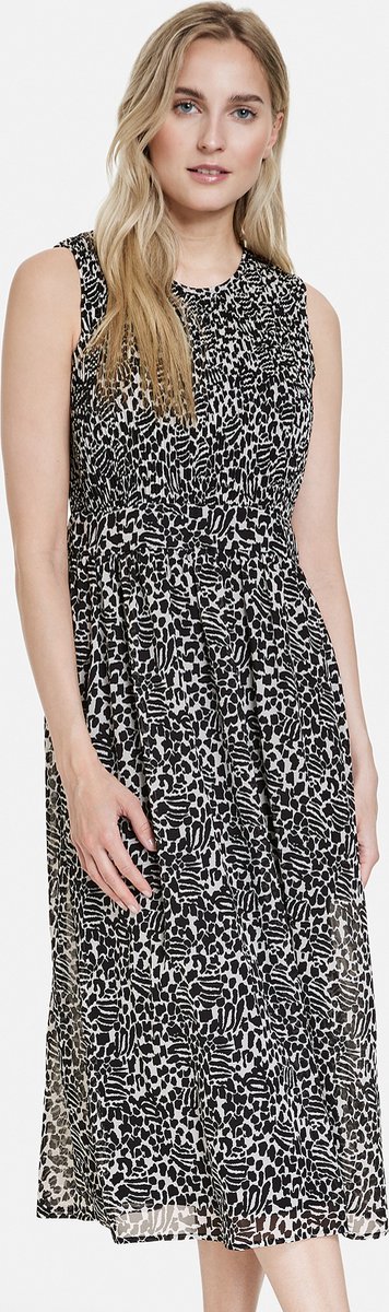 TAIFUN Dames Chiffon jurk Schwarz gemustert-38