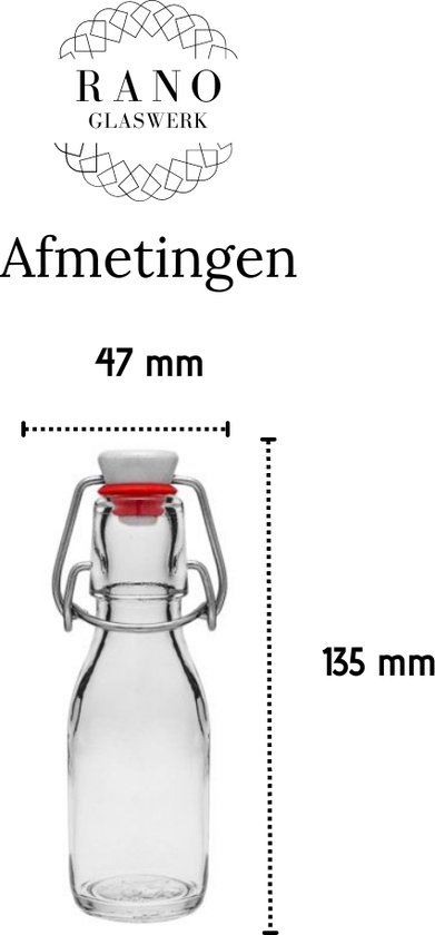RANO - 24x beugelfles 100ml | porseleinen dop | Luchtdicht | fles met beugelsluiting | beugelflessen | weckfles | inmaakfles | sapfles | glazen flesjes met dop | decoratie