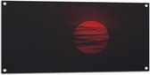 Tuinposter – Zon - Maan - Wolken - Rood - 100x50 cm Foto op Tuinposter (wanddecoratie voor buiten en binnen)
