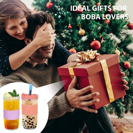 Lot De 2 Gobelets Bubble Tea 710 Ml Avec Couvercle Et Paille – Rose & Kaki – Gobelets Réutilisables Smoothie, Jus, Thé Glacé – Anti-Dérapant Et Sans BPA