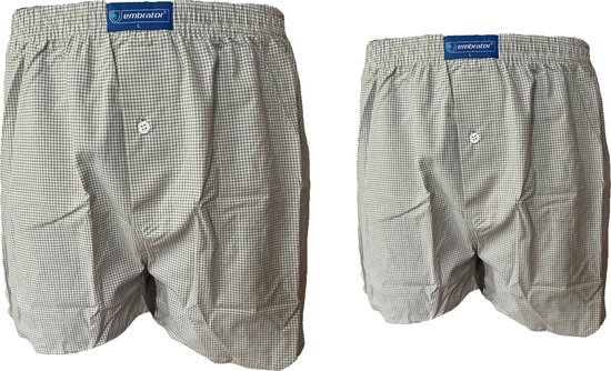 Embrator 2-stuks mannen Boxershorts geweven katoen olijfgroen/wit 3XL