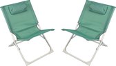 Sunnydays Havana camping/strand stoel - 2x - aluminium - inklapbaar - groen - L49 x B62 x H61 cm