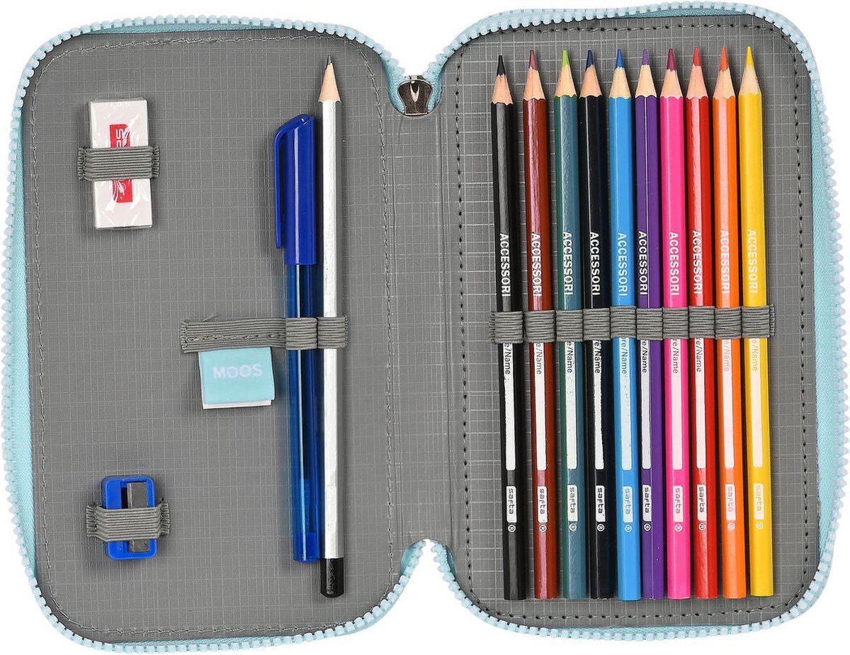 Dubbele etui Moos Garden 12.5 x 19.5 x 4 cm Turkoois (28 pcs)