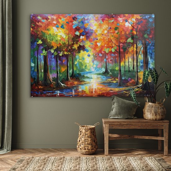 MuchoWow® Peinture sur Verre - Paysage - Forêt - Couleurs - Nature - 150x100 cm - Peintures sur Verre Acrylique - Photo sur Glas