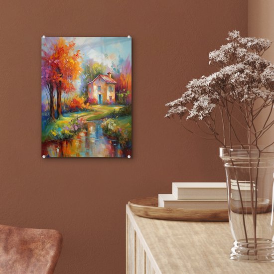 MuchoWow® Peinture sur verre 30x40 cm - Peinture sur verre acrylique - Paysage - Coloré - Peinture à l'huile - Art - Photo sur verre - Peintures
