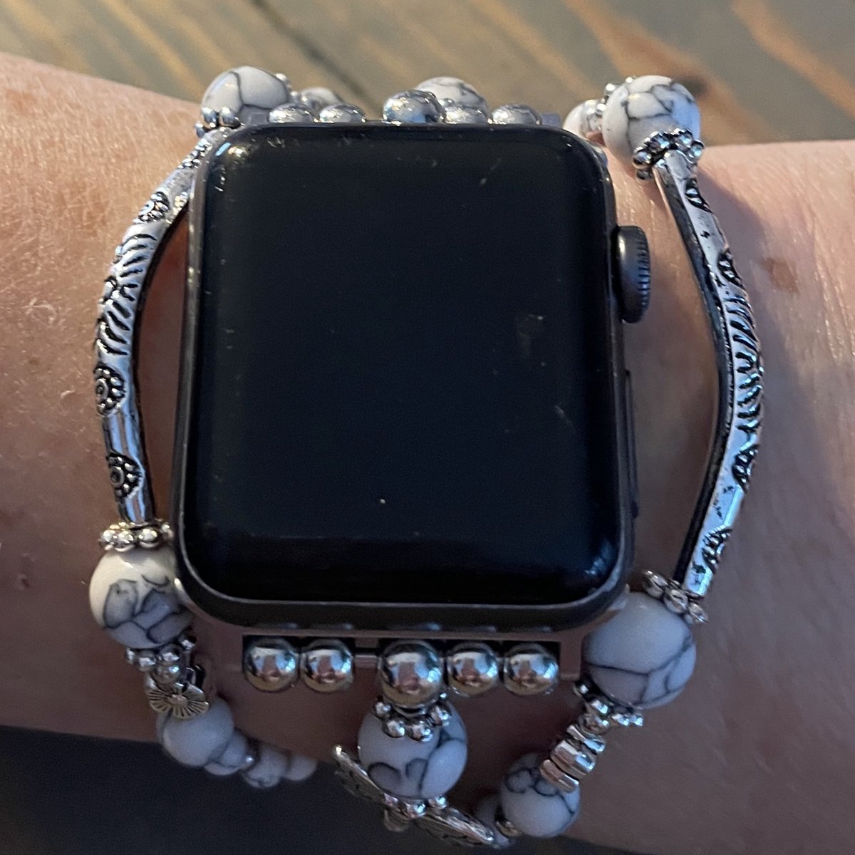 Geschikt voor Applewatch -horlogebandje-Bohemian vlinder-42-44-45mm-kralen-treksluiting