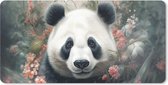 Bureau onderlegger - Muismat - Bureau mat - Panda - Wilde dieren - Bloemen - Natuur - 80x40 cm