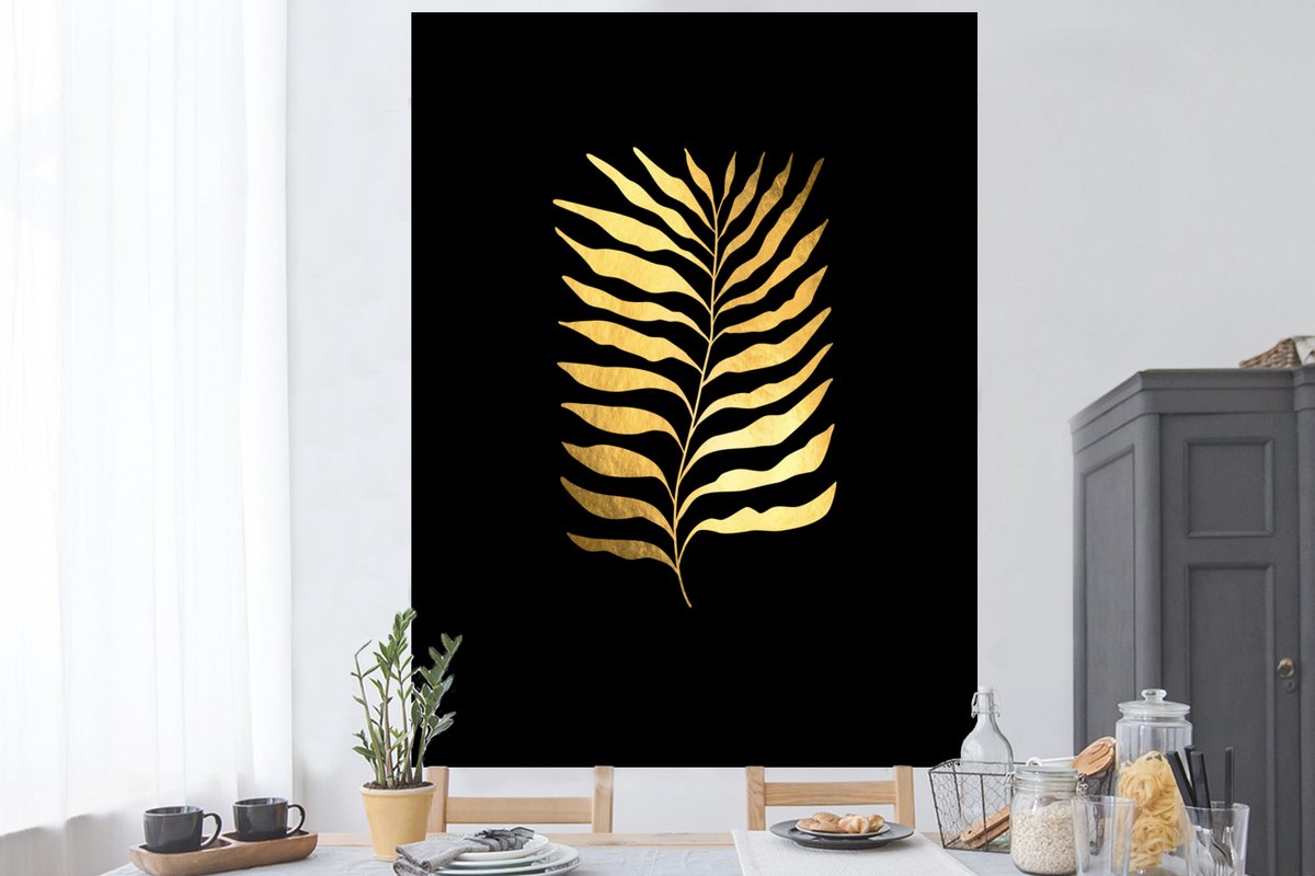 Muurstickers - Sticker Folie - Bladeren - Goud - Luxe - Natuur - Design - 120x160 cm - Pla