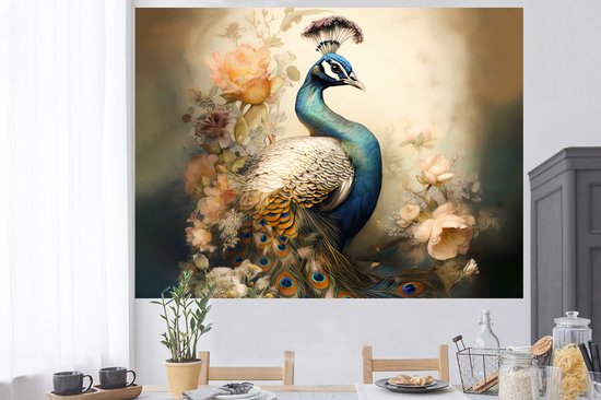 Muursticker rond Abstract Marmer Blauw en Goud Muursticker rond Abstract Marmer Blauw en Goud