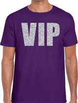 VIP zilver glitter tekst t-shirt paars heren XL