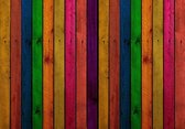 Fotobehang - Vlies Behang - Gekleurde Houten Planken - 254 x 184 cm