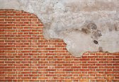Fotobehang - Vlies Behang - Oude Bakstenen Muur - Beton - Industrieel - 416 x 290 cm