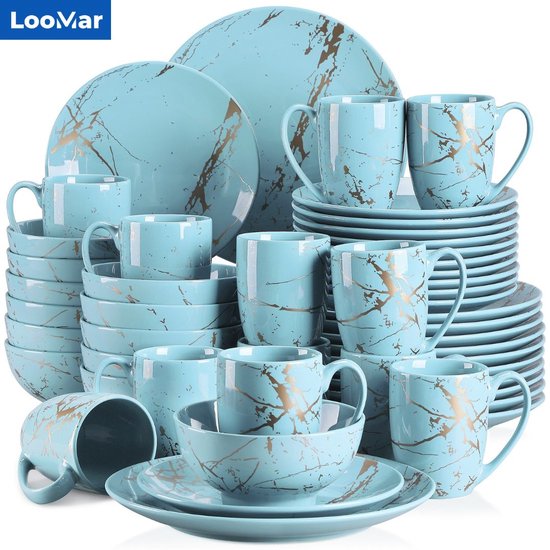 Ensemble de vaisselle de Luxe LooMar - 48 pièces - 12 personnes -  Porcelaine -... | bol.com