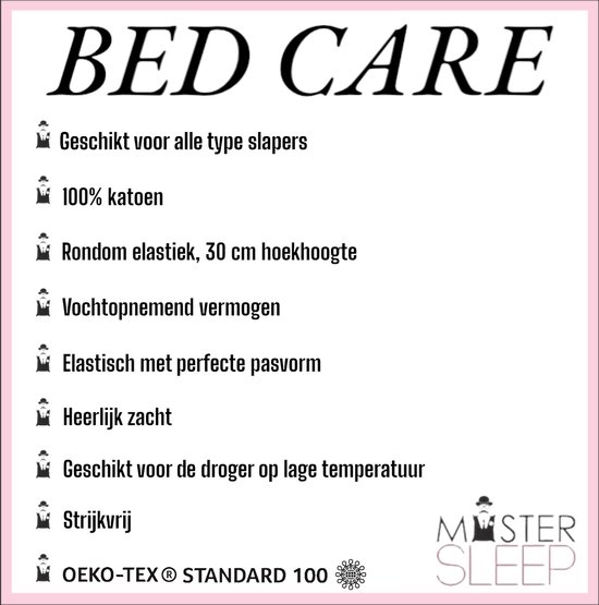 Bed Care Jersey Stretch Hoeslaken - 140x200 - 100% Katoen - 30CM Hoekhoogte - Zwart - Bed Care