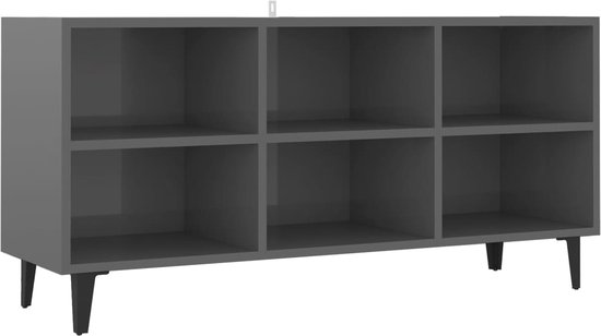 vidaXL - Tv-meubel - met - metalen - poten - 103,5x30x50 - cm - hoogglans - grijs
