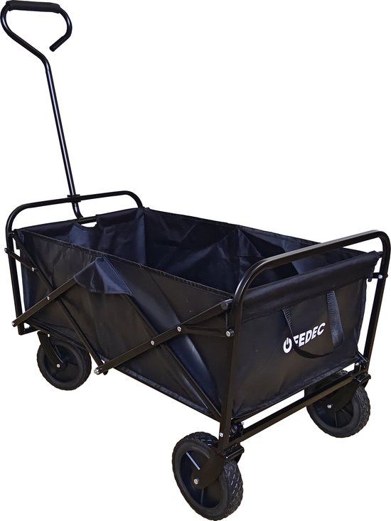 FEDEC - Opvouwbare Bolderkar - Festival / Camping kar - Tot 75KG - PVC wielen - Zwart van FEDEC — afbeelding 2