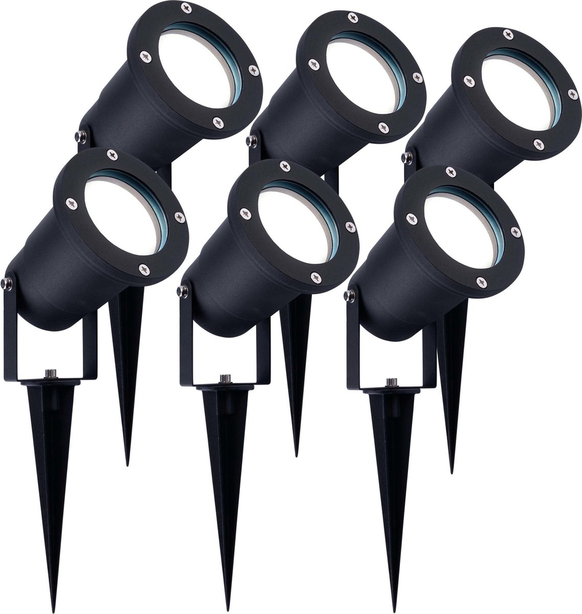 LEDVION 6X LED Prikspots - IP65 - 5W - 6500K - 1M Zwart