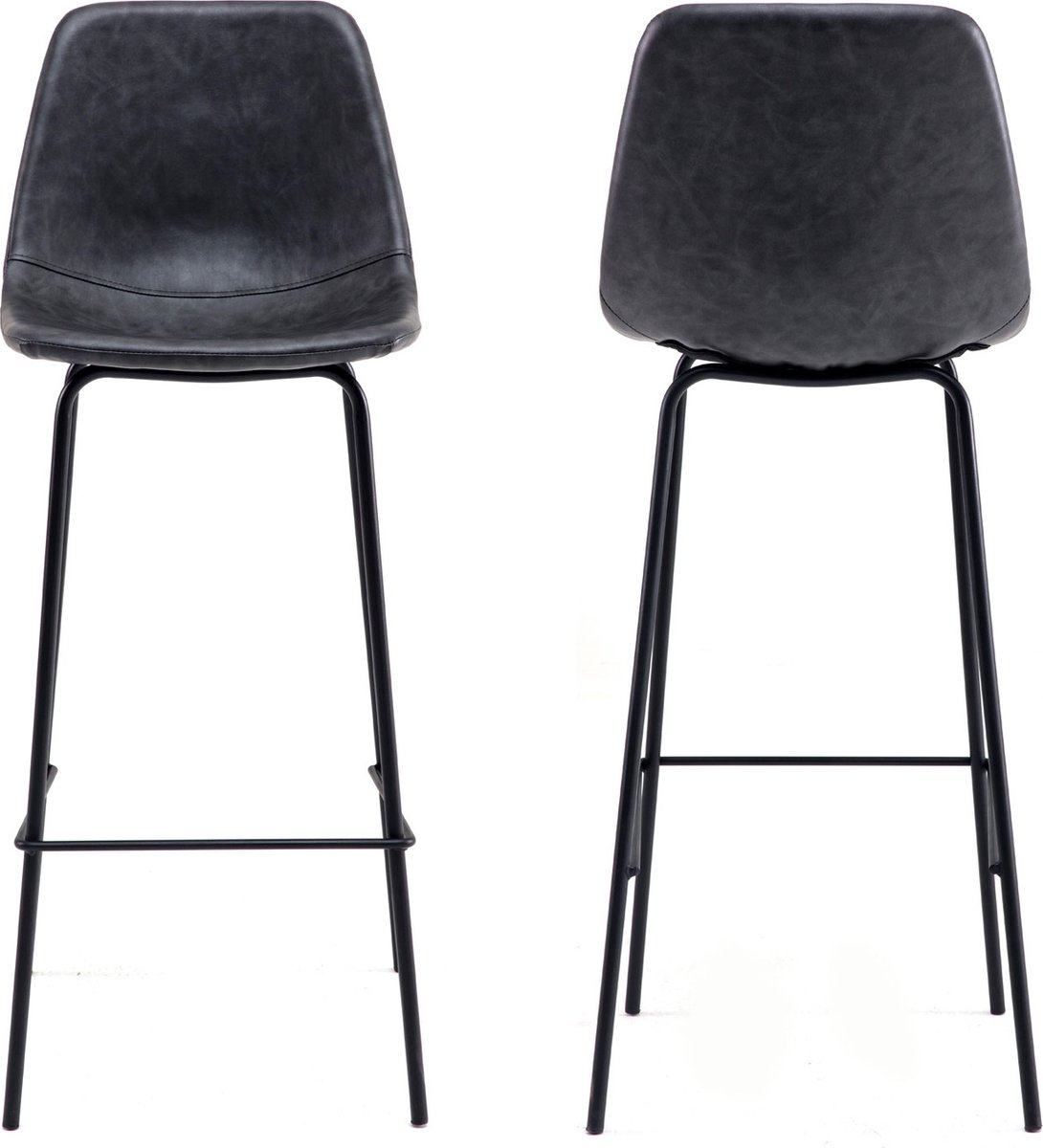 Set van 2 vintage LUCIEN barkrukken donkergrijs - Zithoogte 75cm