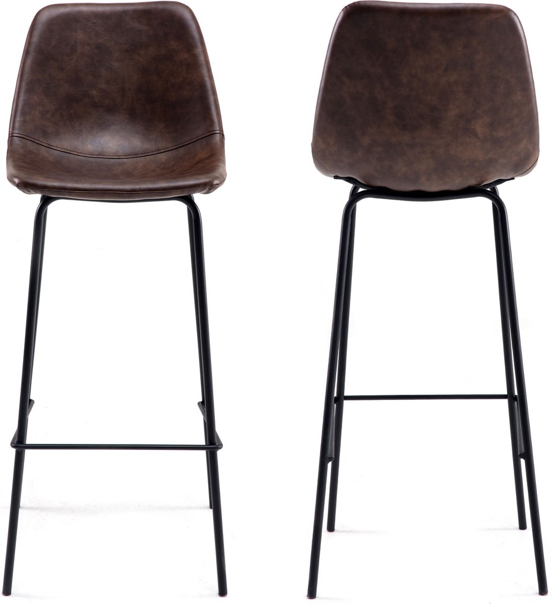 Set van 2 vintage LUCIEN barkrukken bruin - Zithoogte 75cm