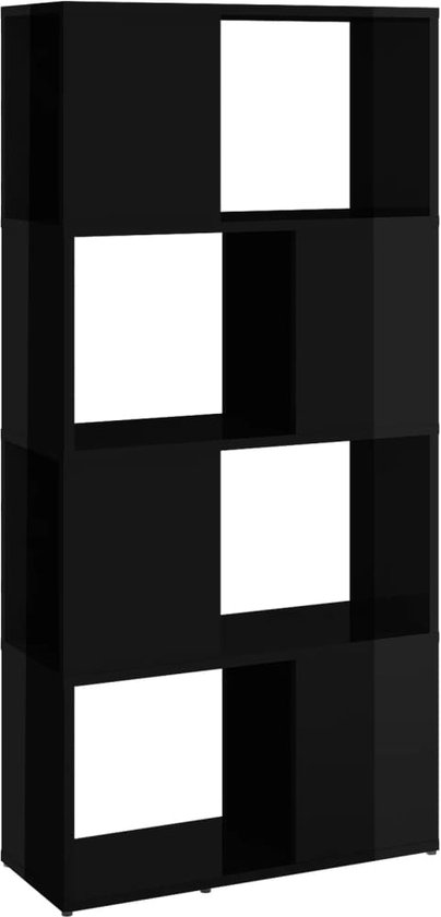 vidaXL - Boekenkast/kamerscherm - 60x24x124,5 - cm - hoogglans - zwart