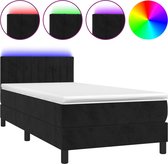 vidaXL - Boxspring - met - matras - en - LED - fluweel - zwart - 100x200 - cm