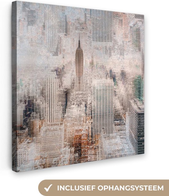 Canvas Schilderij New York - Stad - Skyline - Gebouwen - Kunst - 90x90 cm - Wanddecoratie