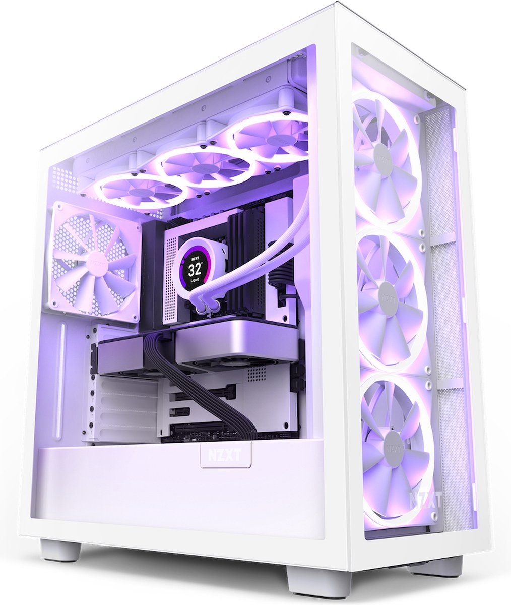 NZXT H7 Elite (2023) All White tower behuizing Tempered Glass