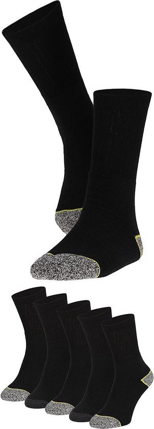Chaussettes de Chaussettes de travail homme - Multipack chaussettes de travail - Zwart - Taille 43/46 - Chaussettes homme noir - chaussettes de travail homme 43/46 - Chaussettes de travail sans couture - Apollo