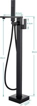 SaniSupreme® Badkraan Milan vrijstaand model met handdouche mat zwart
