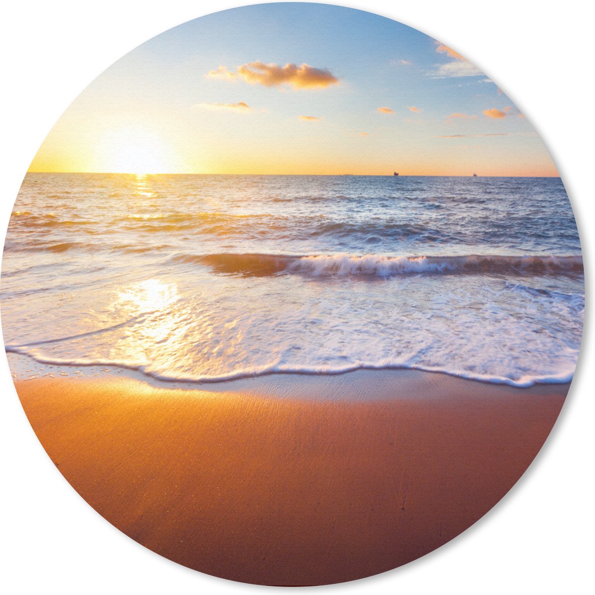 Muismat rond 20x20 cm - Mousepad Strand - Zee - Zon - Horizon - Ronde muismatten