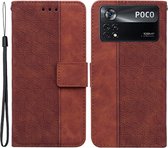 Coverup Geometric Book Case - Geschikt voor Xiaomi Poco X4 Pro 5G Hoesje - Bruin