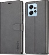 LC.IMEEKE Luxe Book Case - Geschikt voor Xiaomi Redmi Note 12 4G Hoesje - Grijs