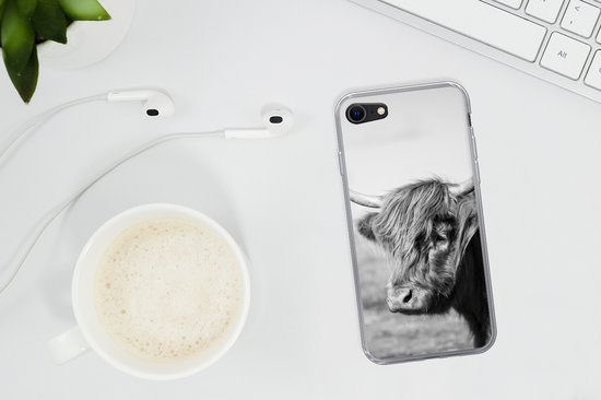 Coque iPhone 7 - Scottish Highlander - Animaux - Zwart - Wit - Étui de téléphone en Siliconen