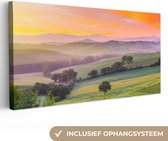 Canvas Schilderij Toscane - Landschap - Kleurrijk - 80x40 cm - Wanddecoratie