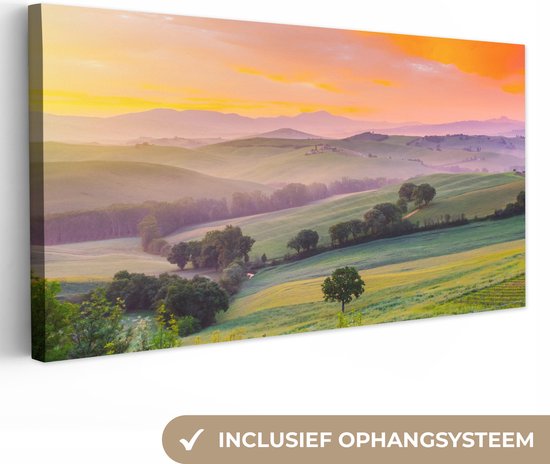 Canvas Schilderij Toscane - Landschap - Kleurrijk - Wanddecoratie