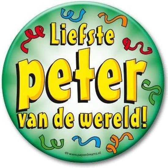 Button Liefste Peter van de Wereld 10,2cm | bol.com