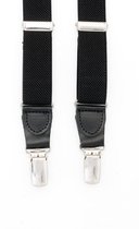 Albert Thurston 2300/7 - bretels - banden van elastiek - zwart leer - Y model - enkel clips