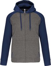 Tweekleurige hoodie met rits en capuchon 'Proact' Grey Heather/Navy - XXL