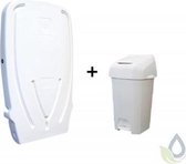 Verticale inklapbare commode voor wandmontage en witte 60L luieremmer in SET