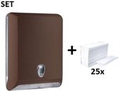 Plastic papertowel dispenser brown MP830 + papertowels SET by Marplast