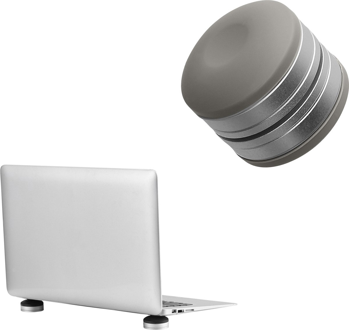 kwmobile siliconen voetjes voor laptop - Hoogte verstelbaar 19-25 mm - Mini laptop standaard - 4 cm diameter - In grijs / zilver