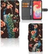 Telefoonhoesje Geschikt voor Samsung Galaxy A04e Flipcase Cover Pauw met Bloemen