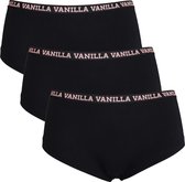 Vanilla - Dames hipster, Ondergoed dames, Lingerie - 3 stuks - Egyptisch katoen - Zwart - XXL