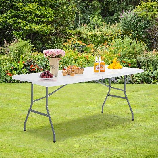 Table de camping pliante, 180 x 73 cm, table de jardin pliante