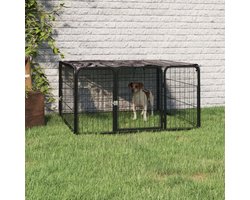 vidaXL - Hondenkennel - 4 - panelen - 100x50 - cm - gepoedercoat - staal - zwart