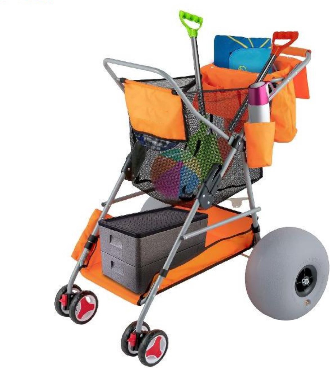 Hauki bolderwagen opvouwbaar met dak, grijs, bolderwagen opvouwbaar, transportwagen voor kinderen